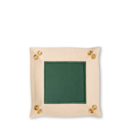 Canvas and Leather Catch All Tray (Personalizable)