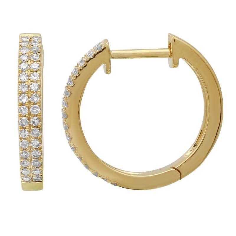 Double Row Diamond Huggie Earrings in Yellow Gold - Susan Blake Jewelry