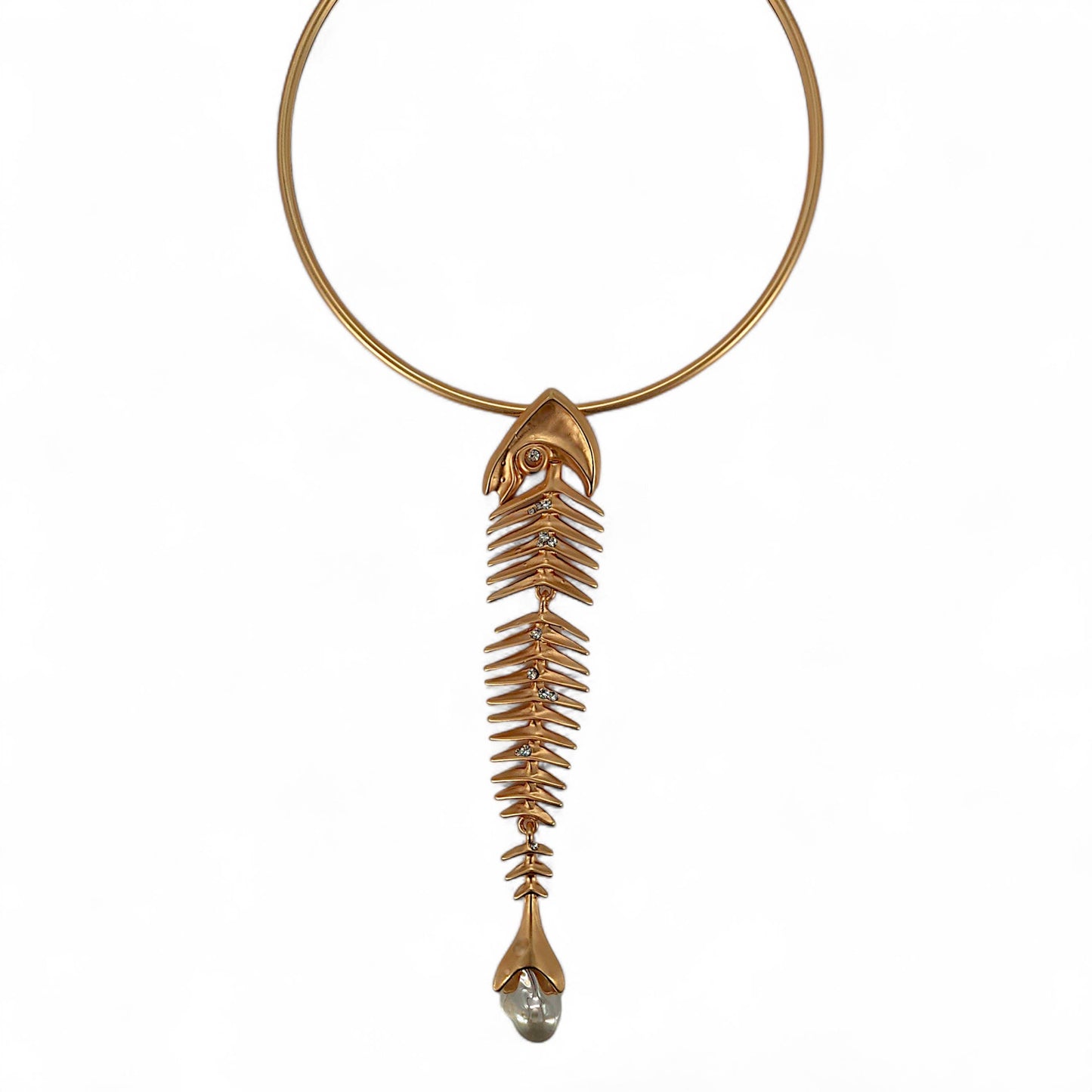 Vintage Gold Fish Bone Collar Necklace