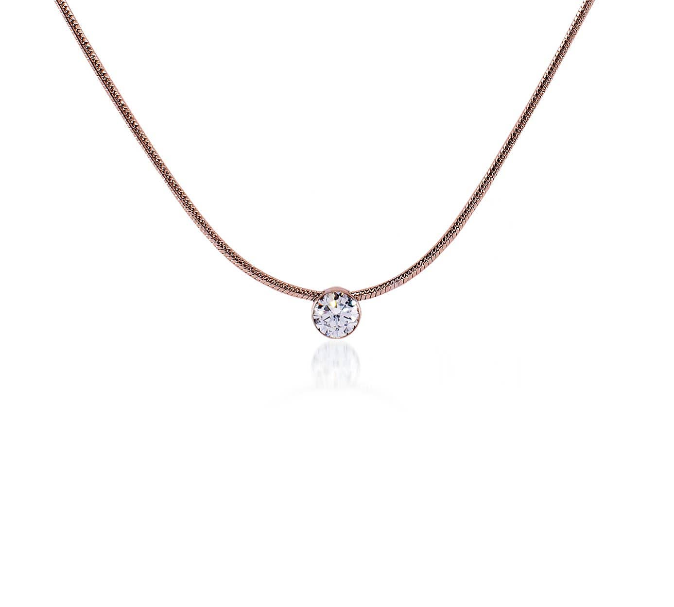 1Ct Solitaire Pendant on Structured Snake Chain