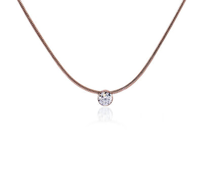 1Ct Solitaire Pendant on Structured Snake Chain