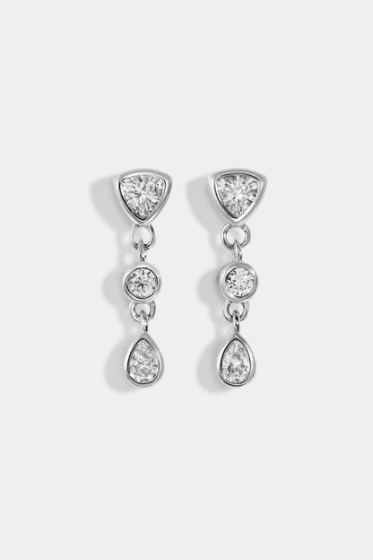 Mini cz triple drop studs triangle - round - pear