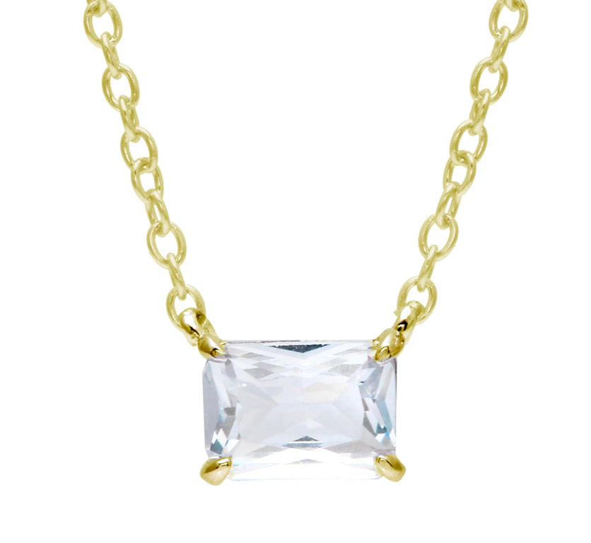 Emerald Cut Solitaire Necklace