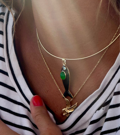 Enamel & Stone Sardine Necklace on 16-inch Gold-Filled Omega, alternate view 3