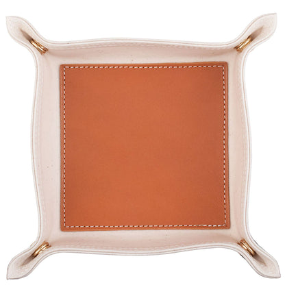 Canvas and Leather Catch All Tray (Personalizable)