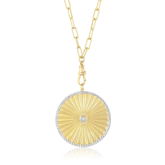 Fluted Starburst Disc Pendant with Rectangle Chain - Susan Blake Jewelry