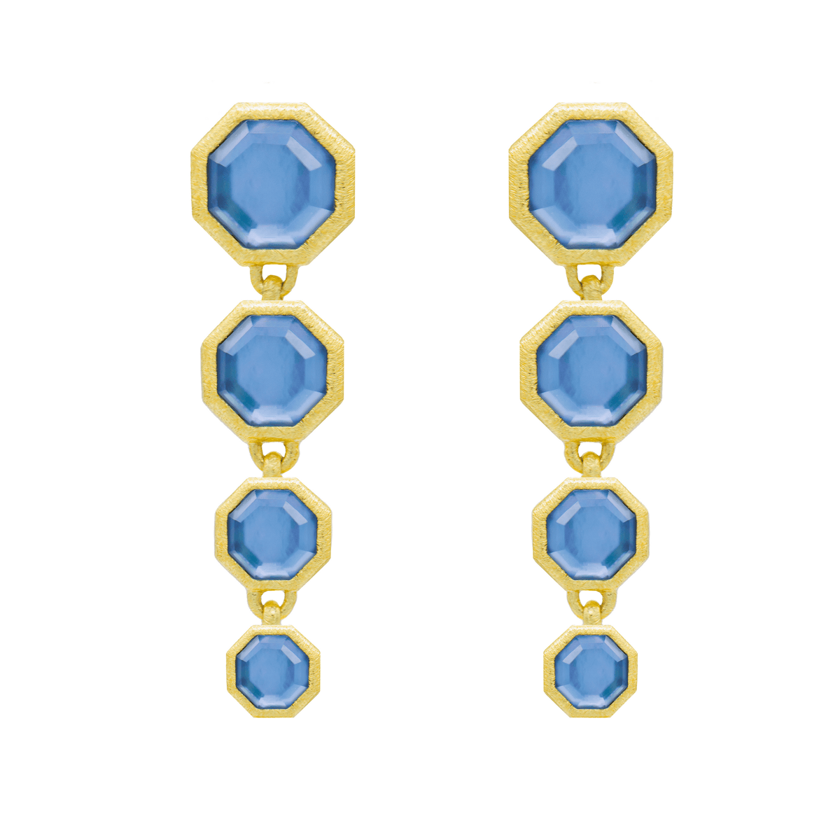 Geometric Cascade 4-Stone Earrings