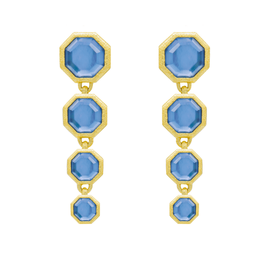Geometric Cascade 4-Stone Earrings