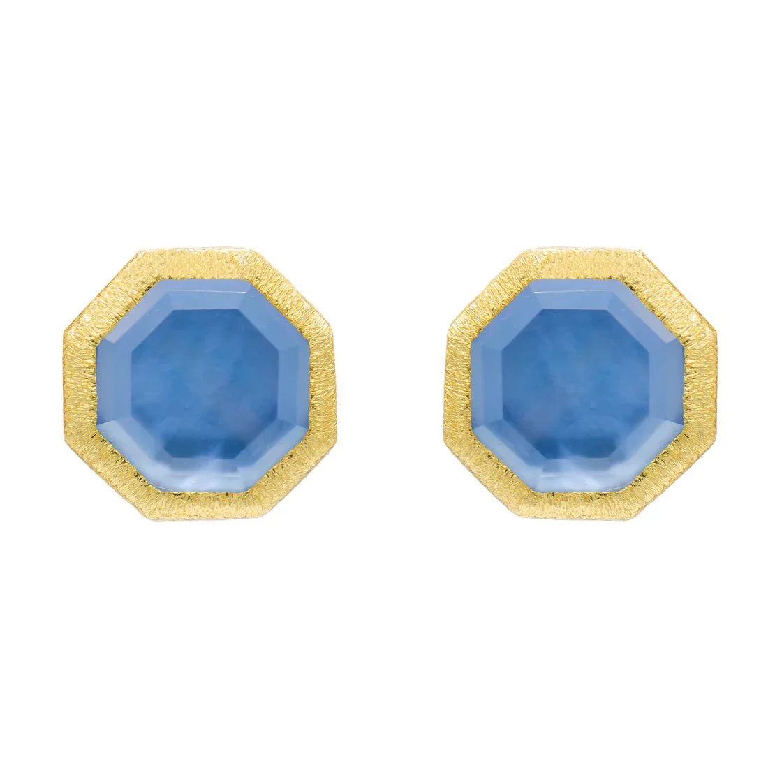 Geometric Natural Tanzanite Stud Earrings