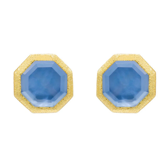 Geometric Natural Tanzanite Stud Earrings