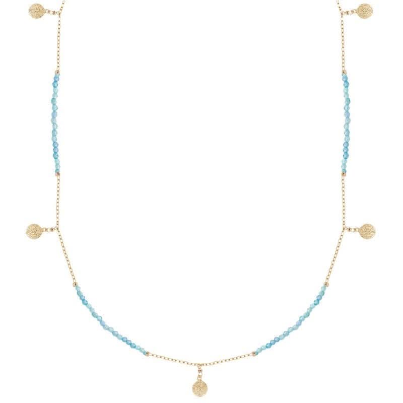 Gold Beaded Coin Necklace, alternate view 2
