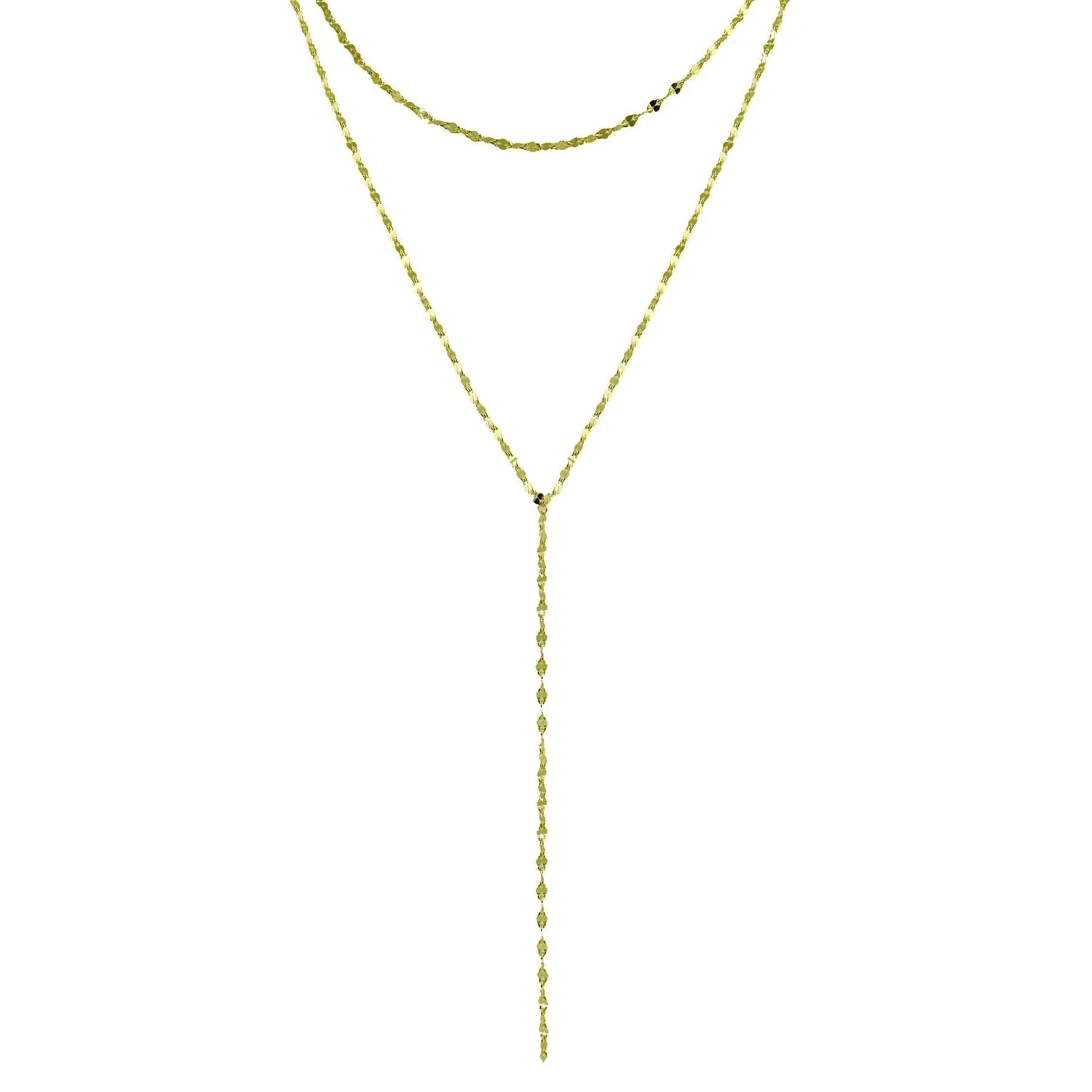 Gold Double Chain Lariat Necklace