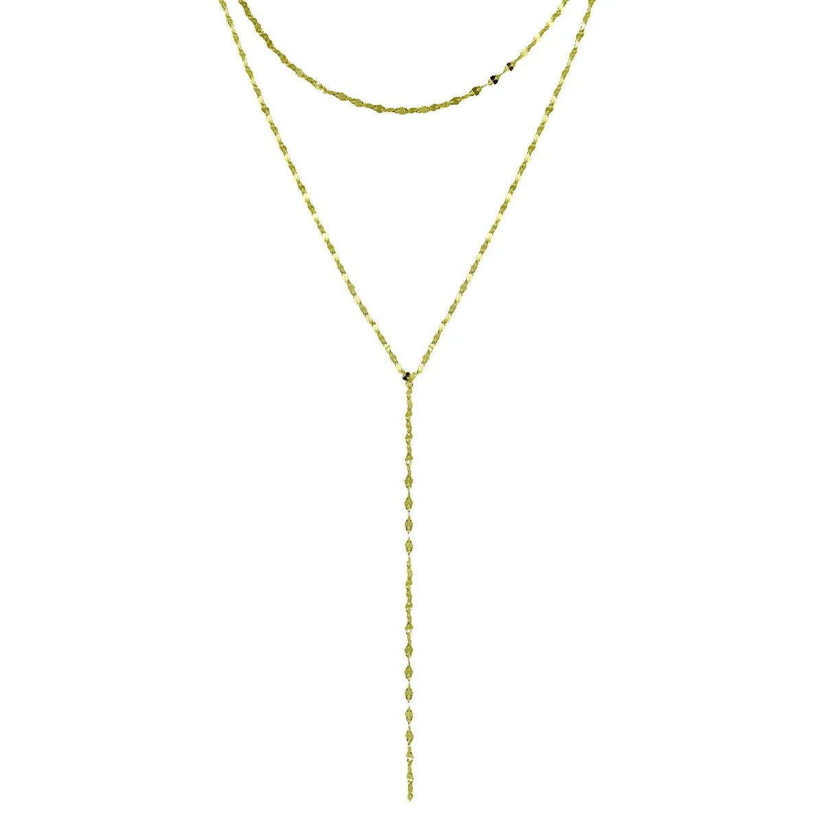 Gold Double Chain Lariat Necklace