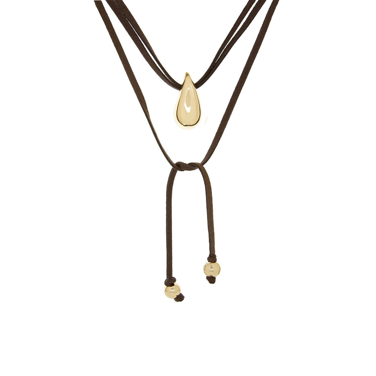 Gold Drop Suede Cord Wrap Necklace - 55", alternate view 2