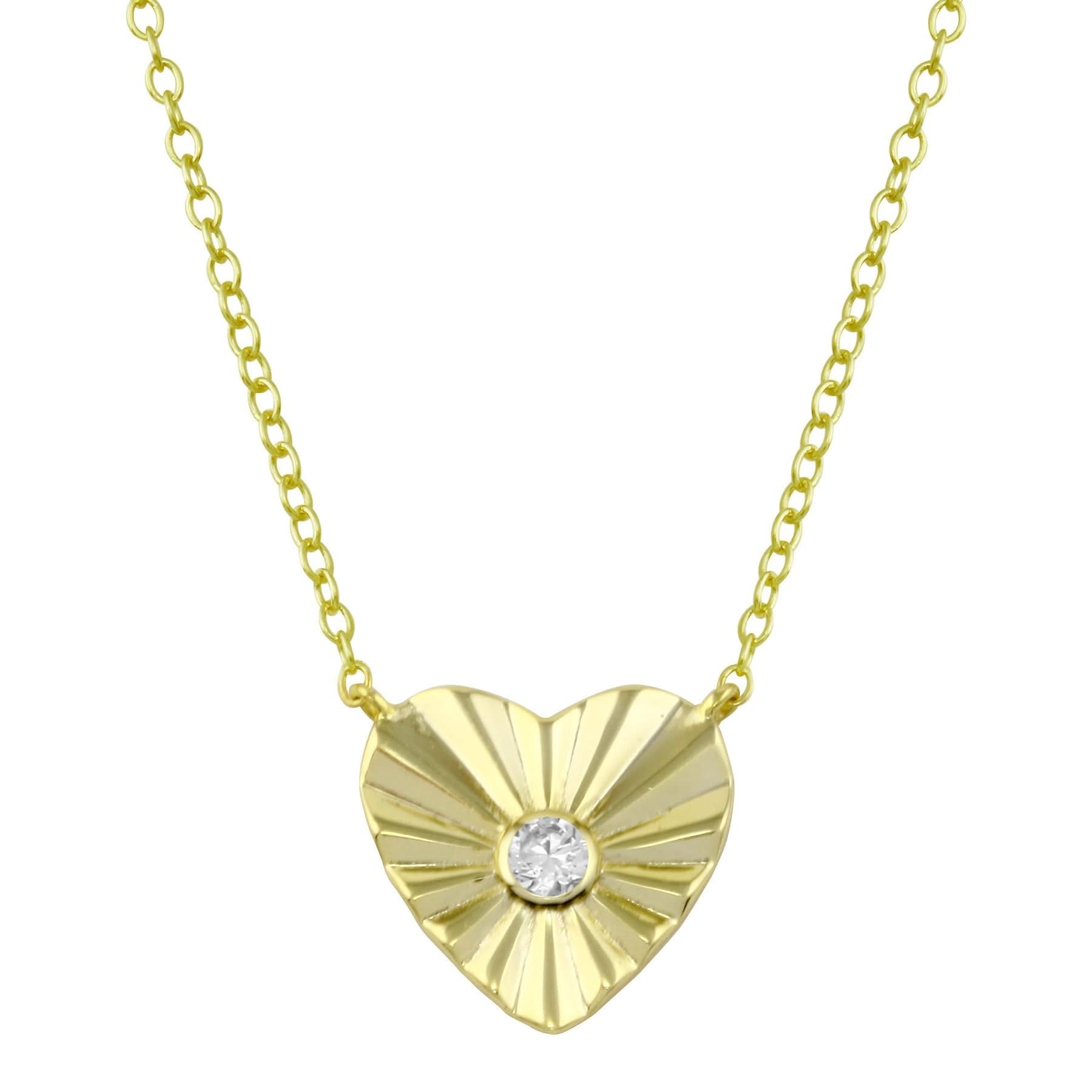 Gold Fluted Heart Necklace - Susan Blake Jewelry
