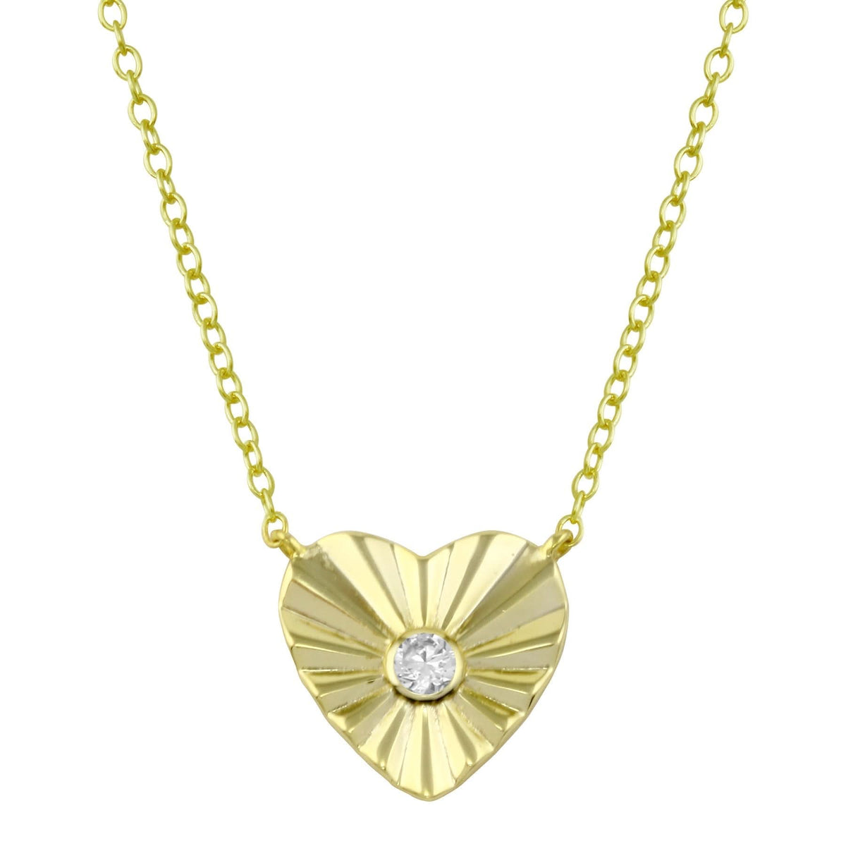 Gold Fluted Heart Necklace