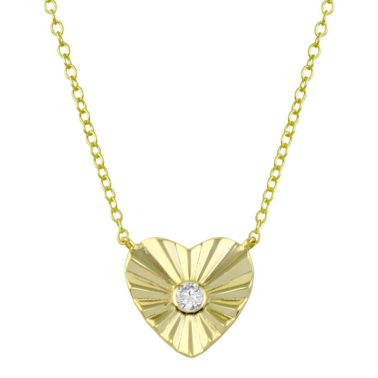 Gold Fluted Heart Necklace