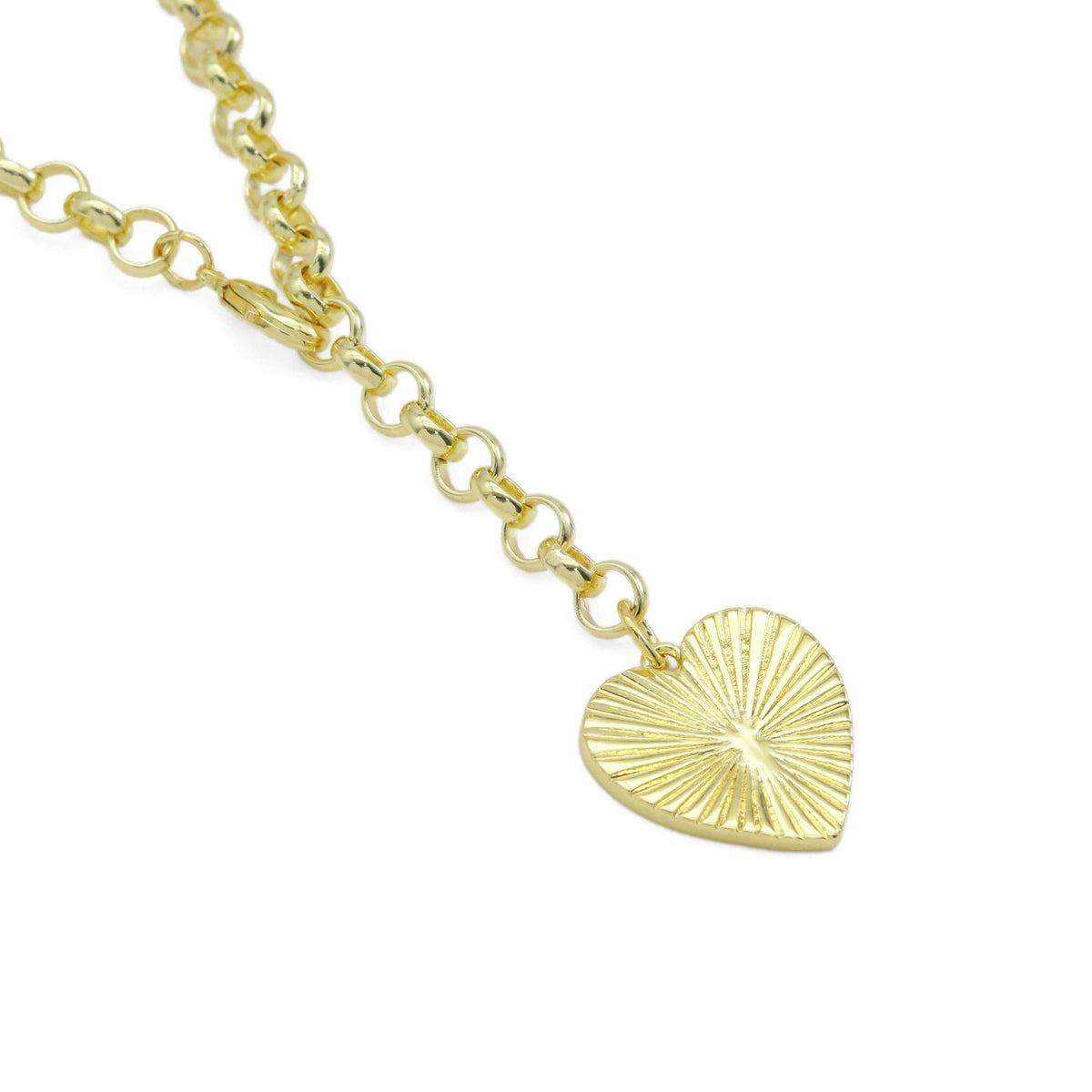 Gold Rolo Chain Heart Pendant Necklace, alternate view 2