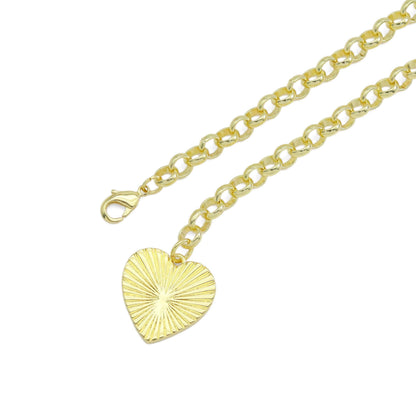 Gold Rolo Chain Heart Pendant Necklace, alternate view 3