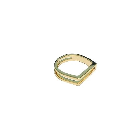 Gold Square Open Double Bar Ring
