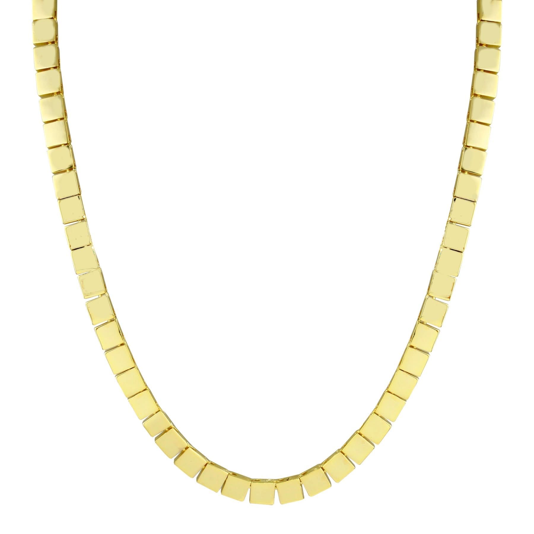 Gold Square Tennis Necklace - Susan Blake Jewelry
