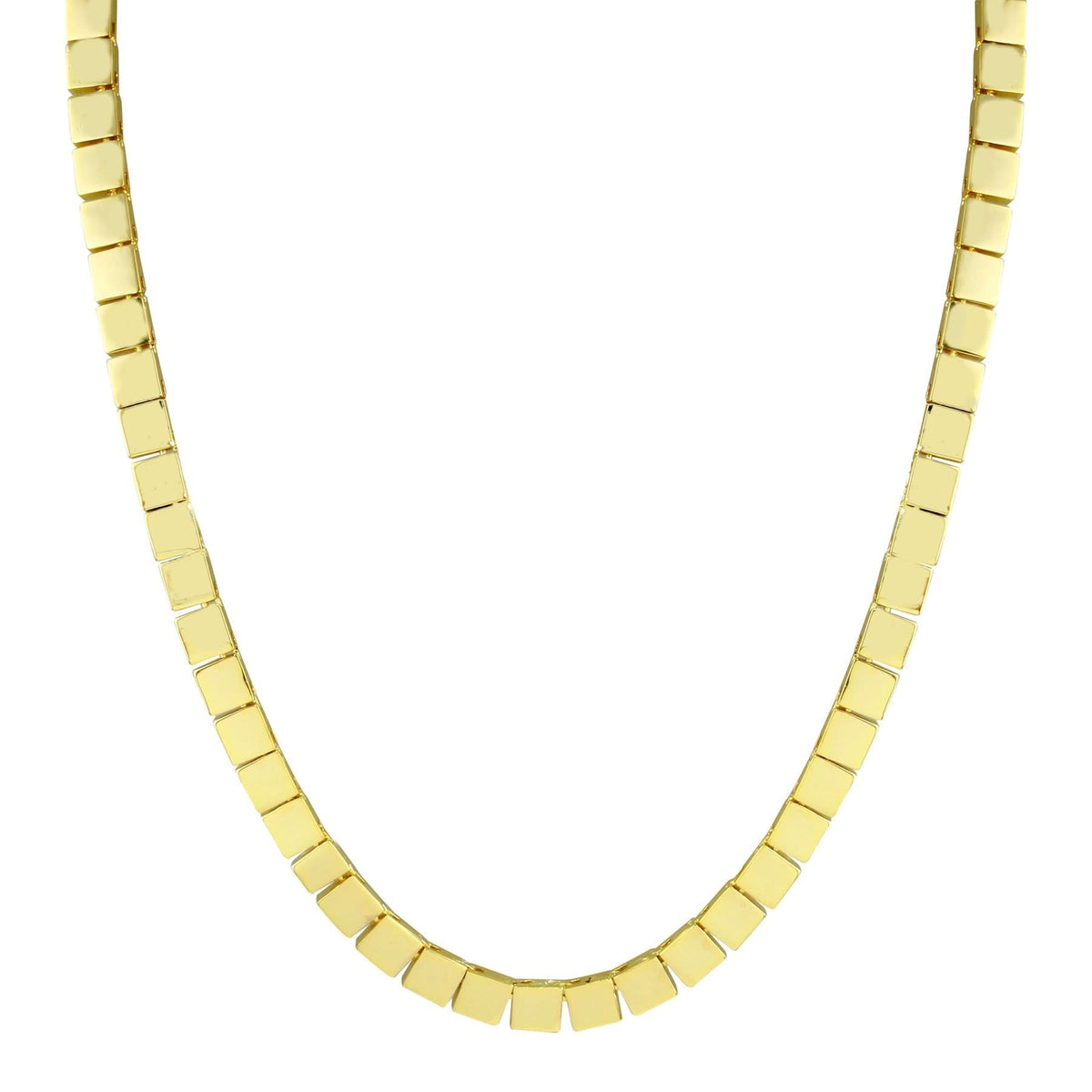 Gold Square Tennis Necklace