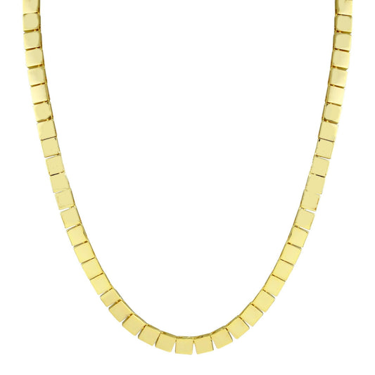 Gold Square Tennis Necklace