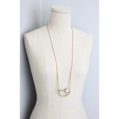 Geometric Brass and Jasper Necklace