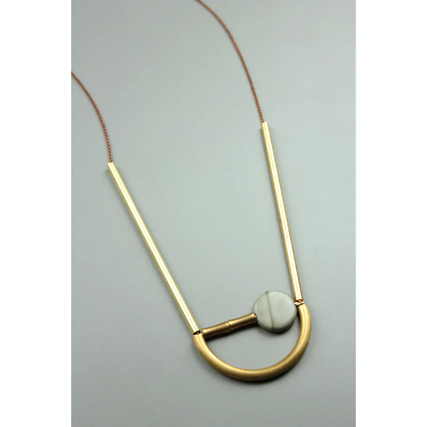 Geometric Brass and Jasper Necklace
