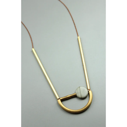 Geometric Brass and Jasper Necklace