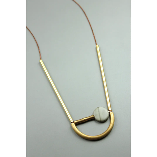 Geometric Brass and Jasper Necklace