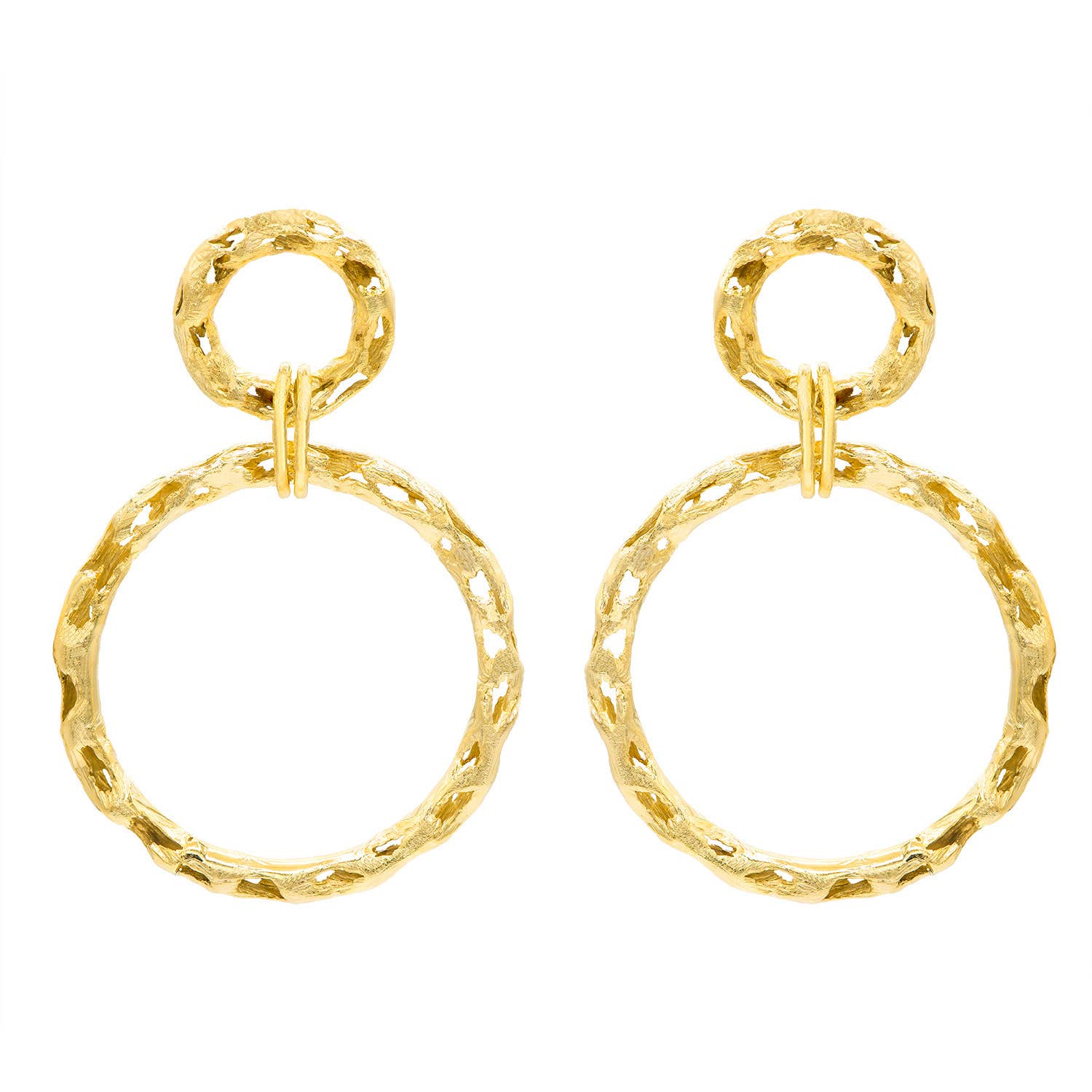 Jax Earrings - Gold Plated Double Hoop Cutout Earrings - Susan Blake Jewelry