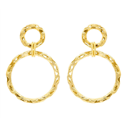 Jax Earrings - Gold Plated Double Hoop Cutout Earrings - Susan Blake Jewelry