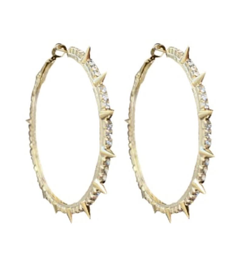 Large Cz Hoop With Spikes