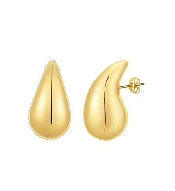 Large Gold Solid Tear Shaped Earrings