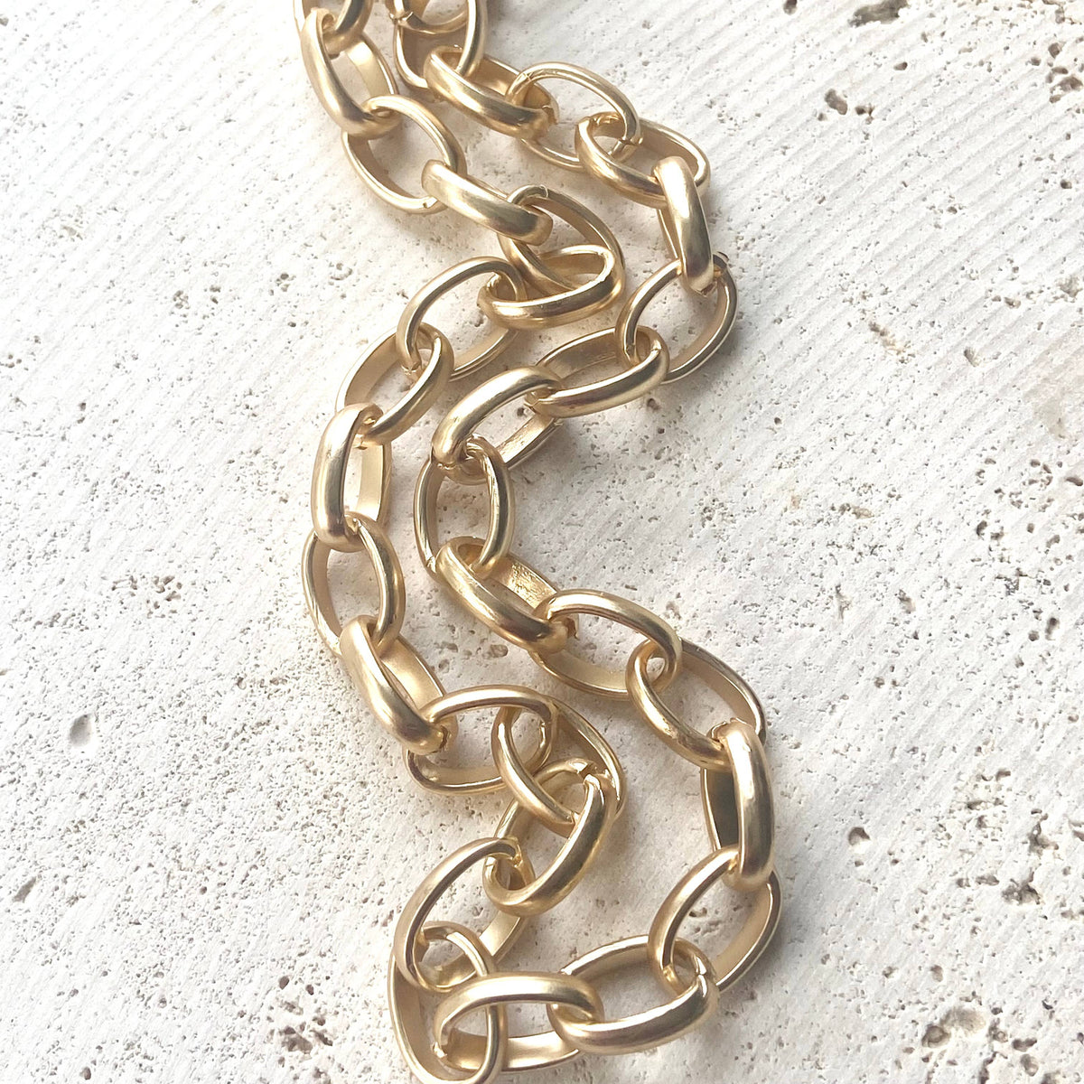 Matte Gold Heavy Links Necklace, alternate view 2