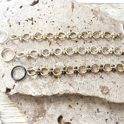 Matte gold two-tone toggle bracelet, alternate view 6