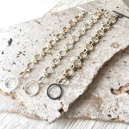 Matte gold two-tone toggle bracelet, alternate view 7