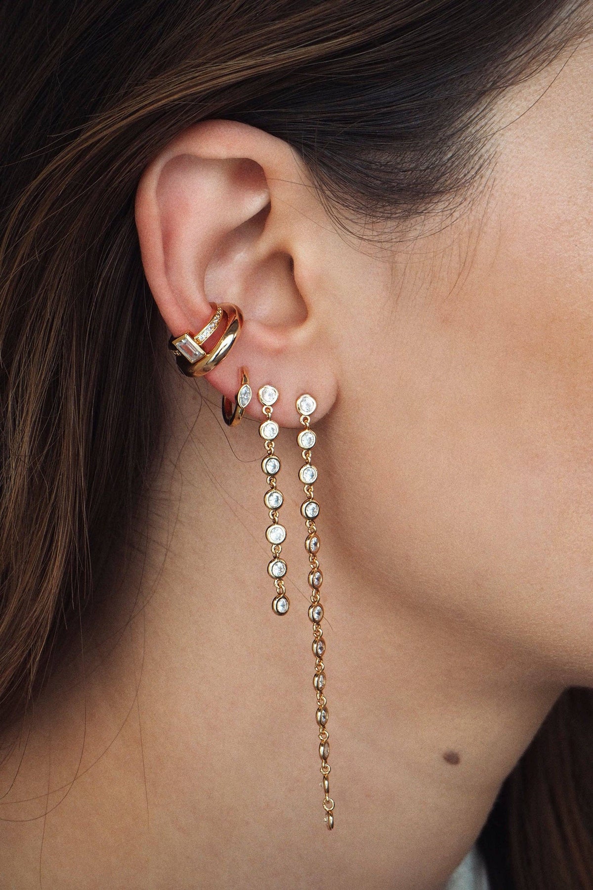 Medium Bezel Duster Earrings, alternate view 3