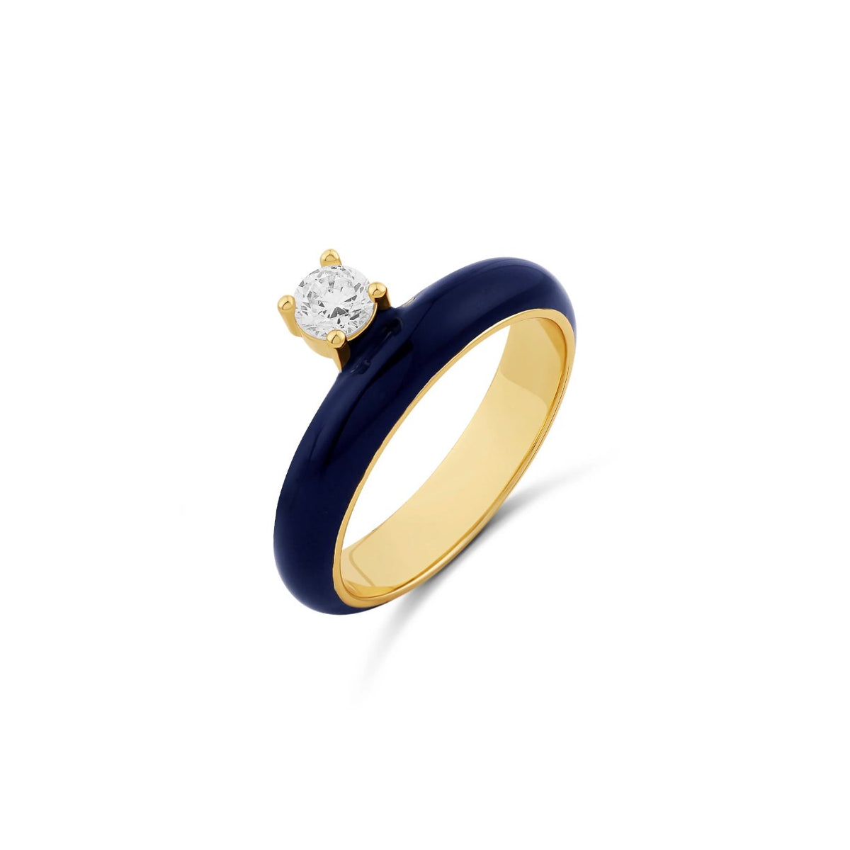 Midnight Enamel Solitaire Ring