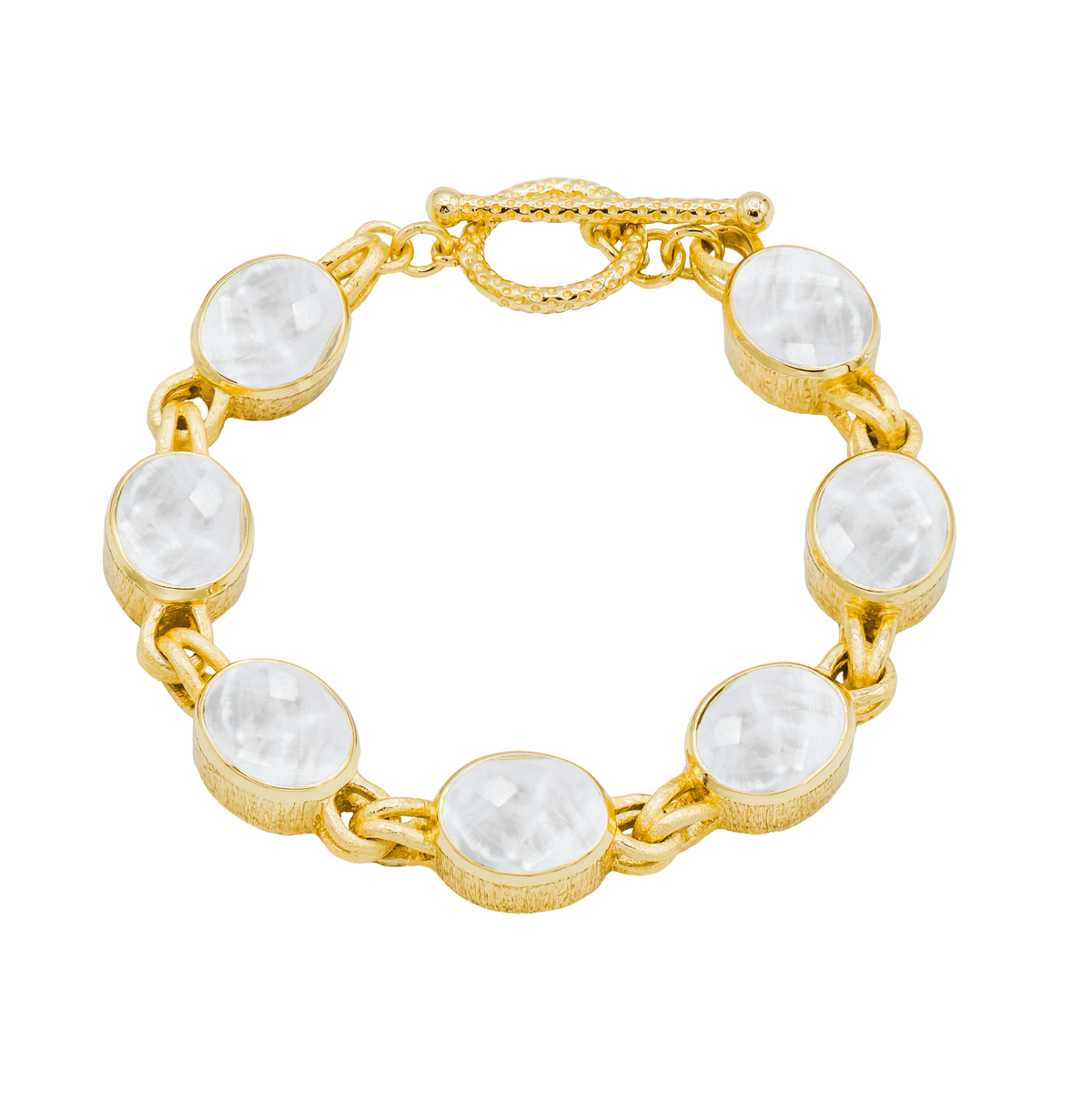 Milo Bracelet - Gold Plated 7 Oval MOP Bracelet