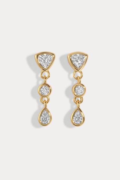 Mini cz triple drop studs triangle - round - pear, alternate view 5