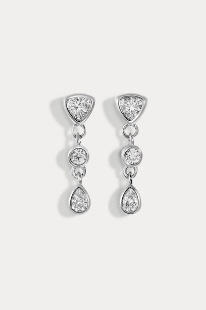 Mini cz triple drop studs triangle - round - pear, alternate view 6