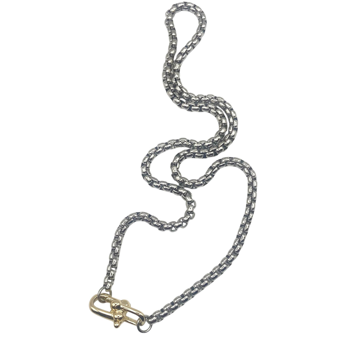 Mixed metal charm bar necklace, alternate view 3