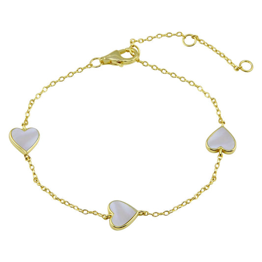 Mother of Pearl or Green Multi Heart Bracelet