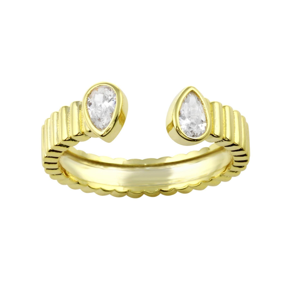 Open Pear Fluted Band Ring