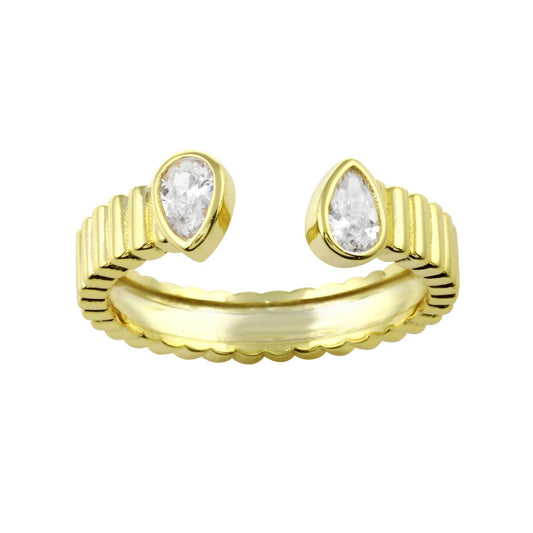 Open Pear Fluted Band Ring