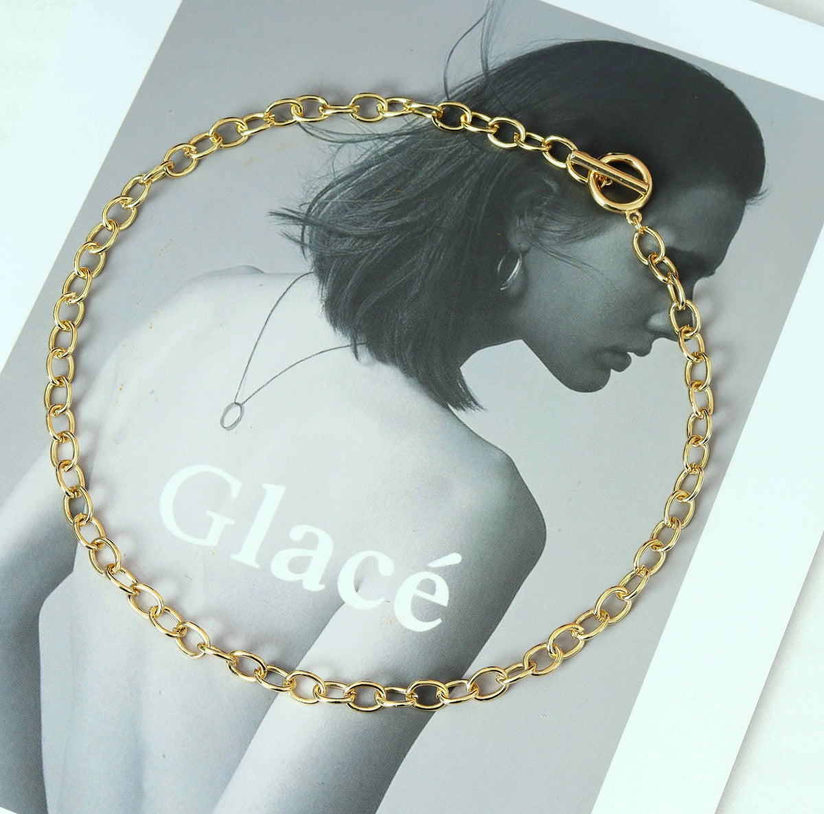 Oval Link Chain Necklace with Toggle Clasp