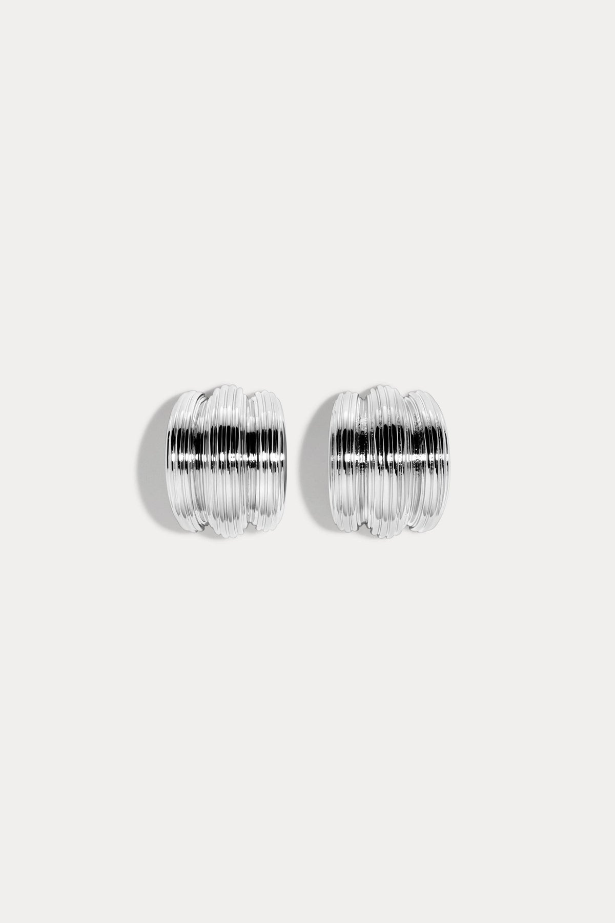 Oversized Triple Line Dome Shield Stud Earrings, alternate view 5