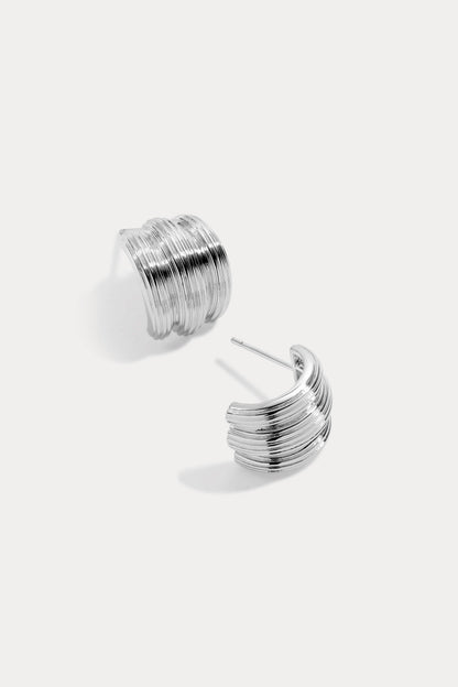 Oversized Triple Line Dome Shield Stud Earrings, alternate view 7